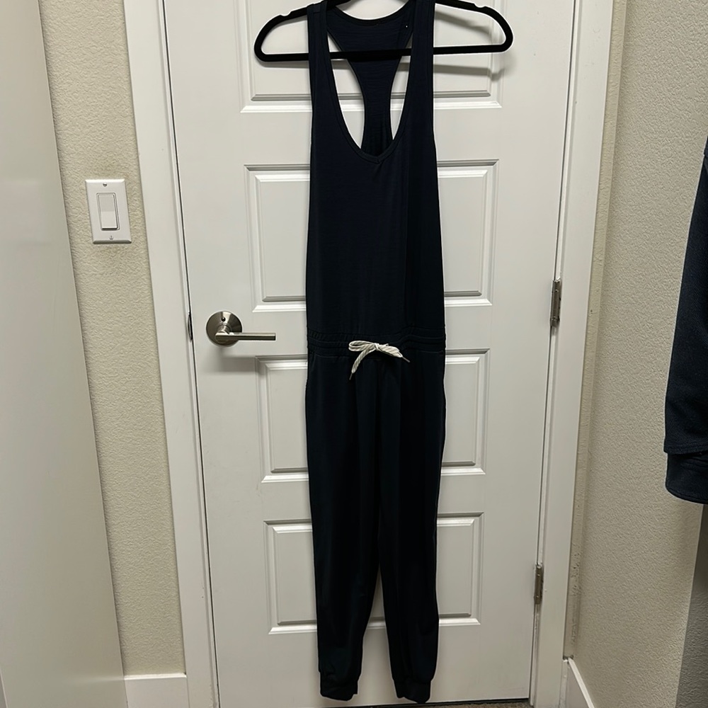 Vuori Navy Racerback Jumpsuit with Drawstring